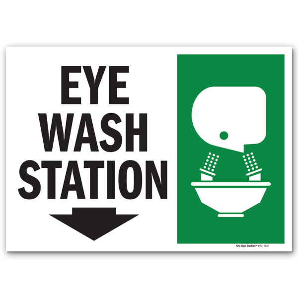 EYE WASH STATION SIGN WITH ARROW DOWN My Sign Station
