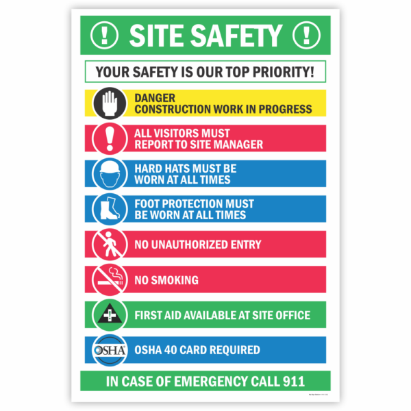 SITE SAFETY SIGN, 44" X 30"