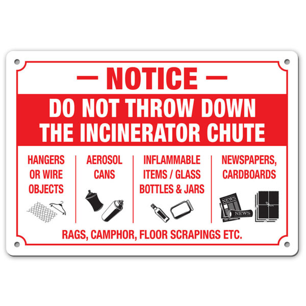TRASH CHUTE WARNING SIGN My Sign Station
