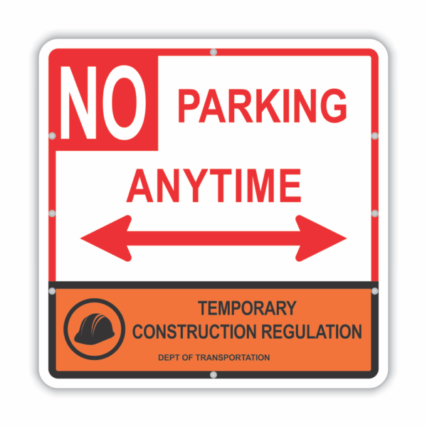 NYC DOT No Parking Anytime Arrow Left and Right