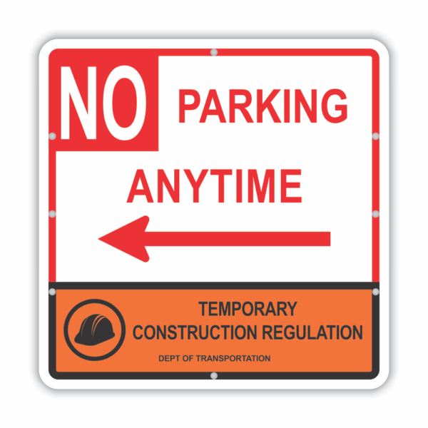 NYC DOT No Parking Anytime Arrow Left