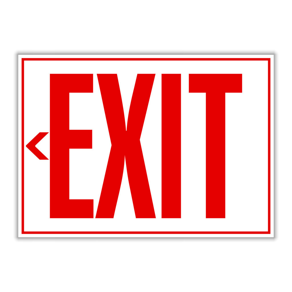 Exit Sign Left Image GLOW VINYL EXIT ARROW LEFT SIGN - My Sign Station