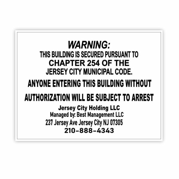 Jersey City Vacant Property Code Sign My Sign Station