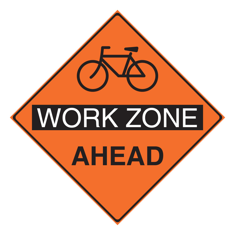 BIKE LANE WORK ZONE AHEAD (DIAMOND) My Sign Station